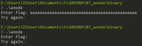 Flare-on 9 anode binary output