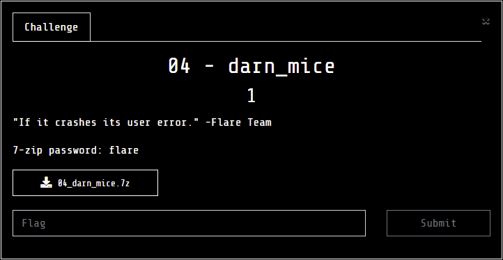 Flare-on 9 darn_mice challenge description