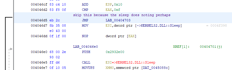 Flare-on 9 T8 patched sleep syscall assembly view