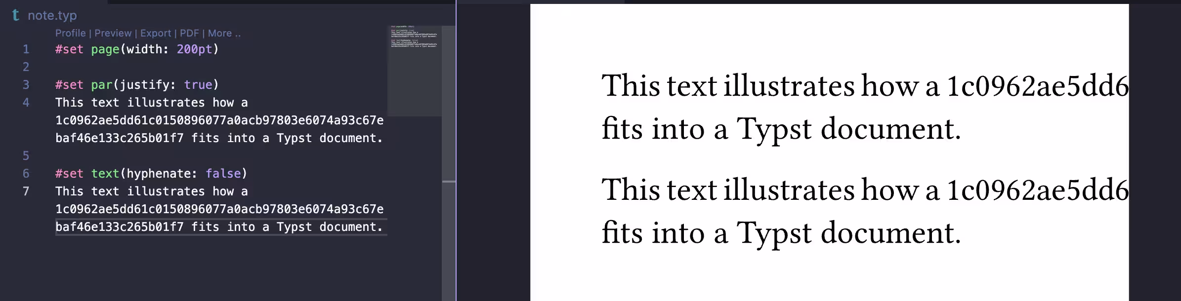 Typst document displaying improper line wrapping